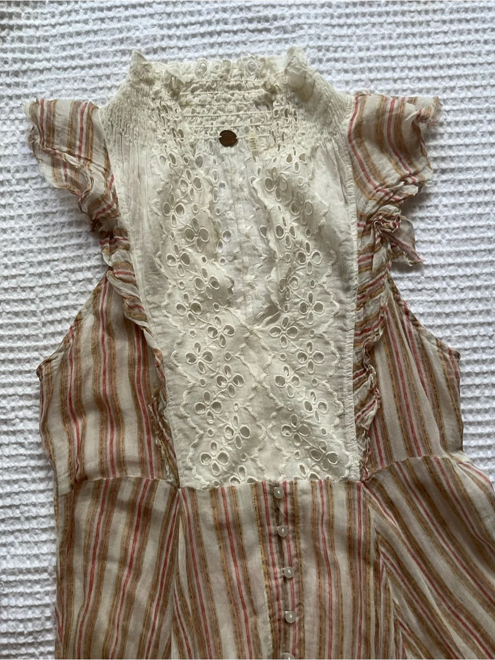Free People Boho  Striped Ruffle maxi Dress with Matching Shorts  M